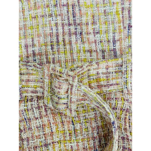 MOTF Strapless Tweed Dress Small Bustier Top Belted Pastel Chic - Picture 6 of 10